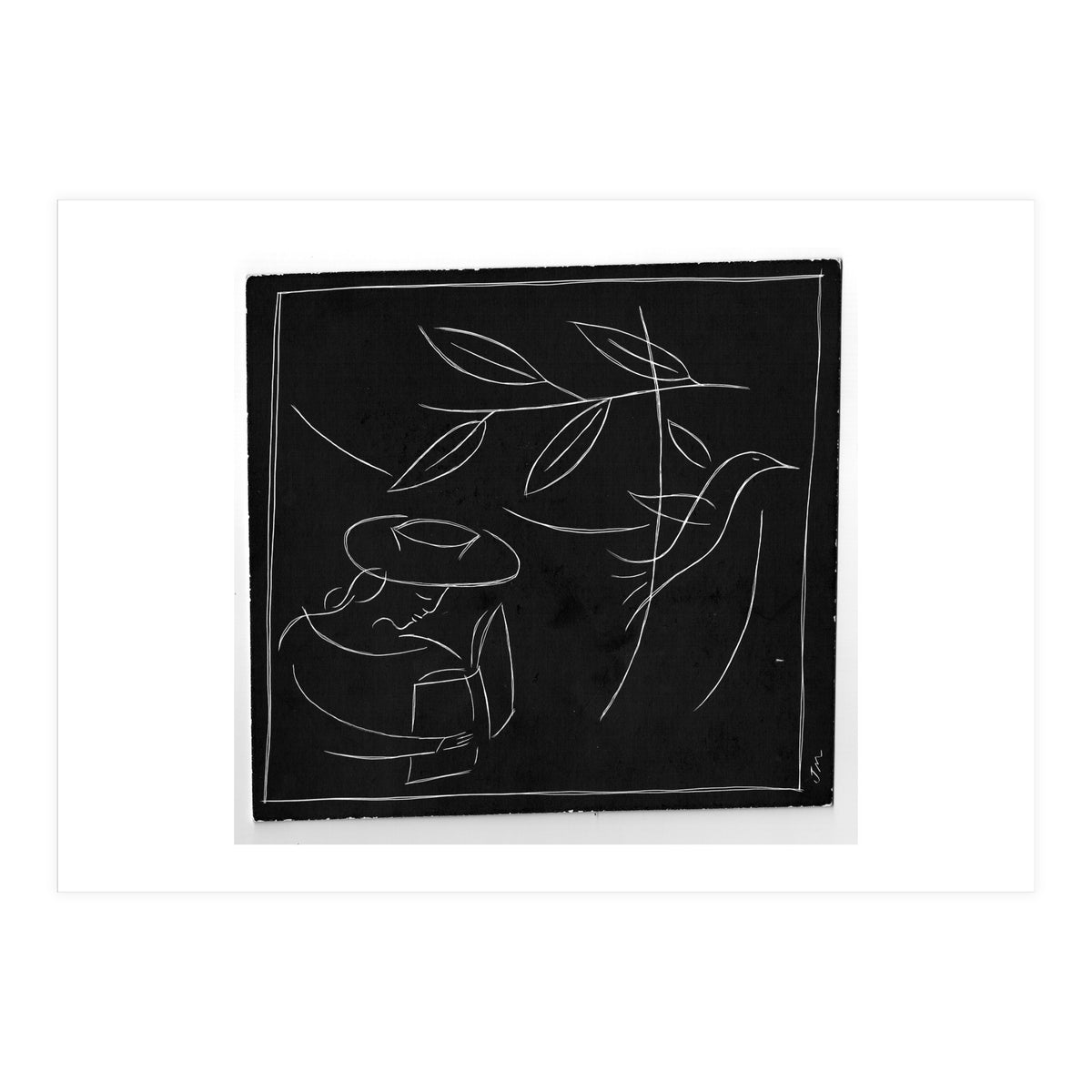 Woman With Bird And Book (Print Only)