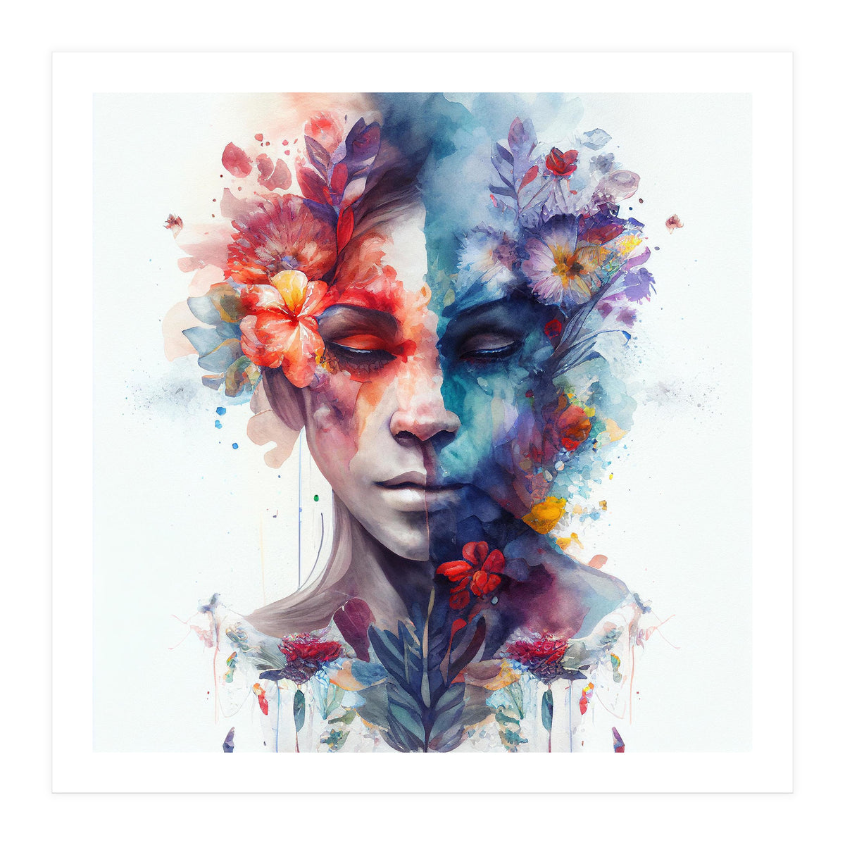 Watercolor Tropical Woman #11 (Print Only)