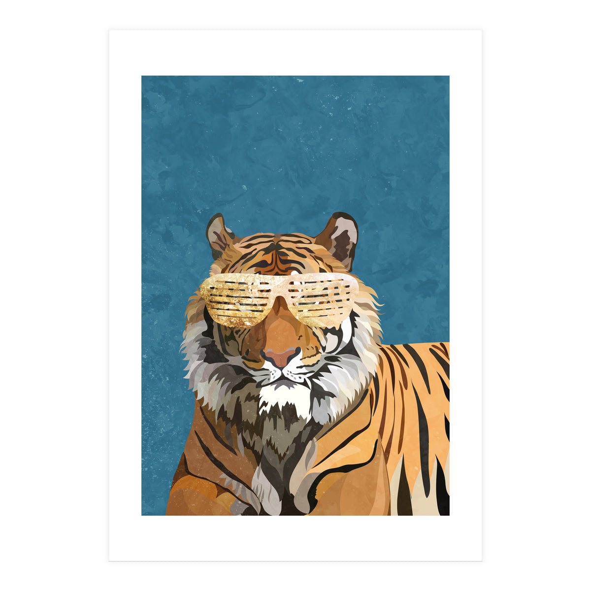 Hip Hop Tiger Blue and Gold (Print Only)