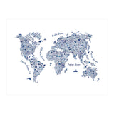 Watercolor World Map in Blue (Print Only) thumbnail
