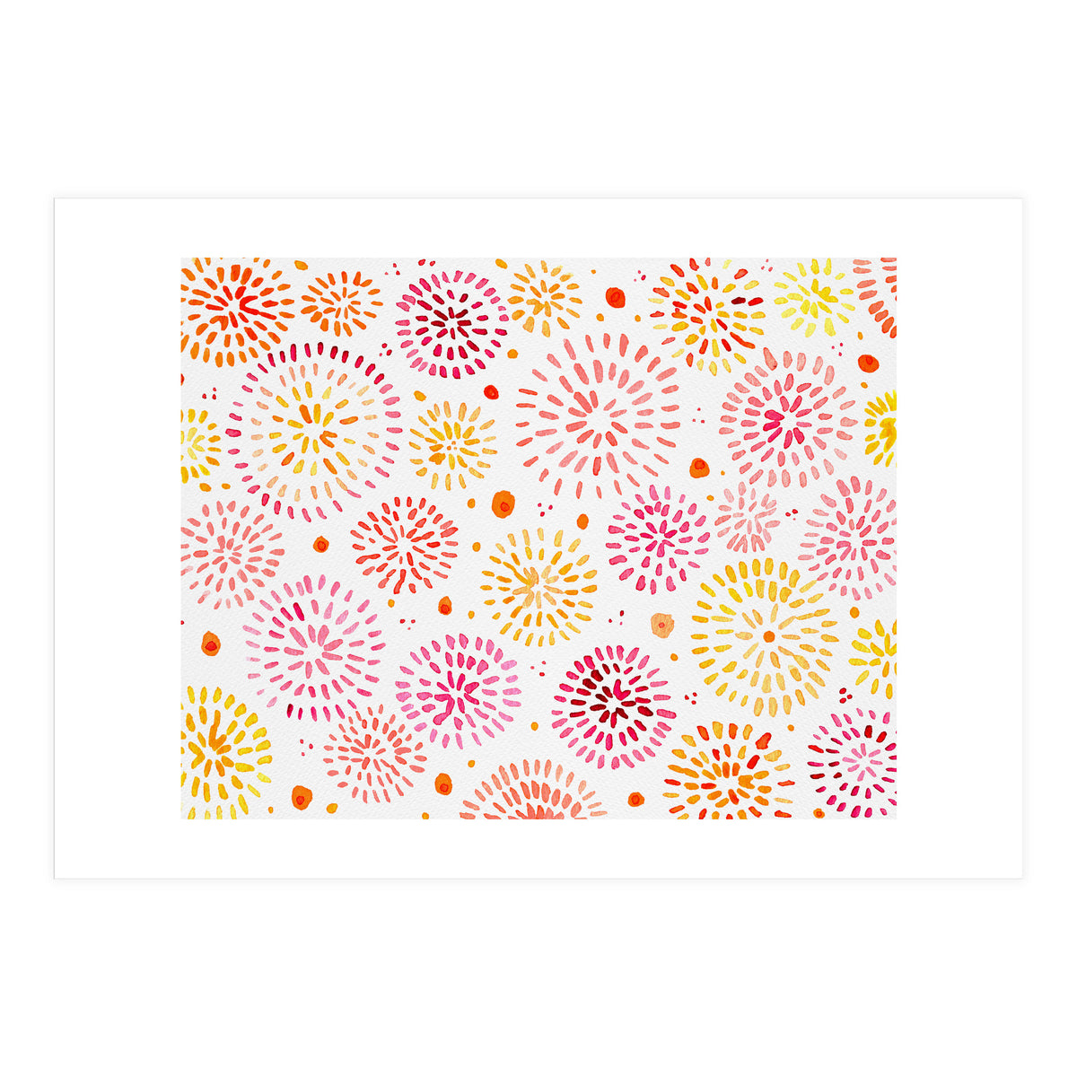 Abstract fireworks pattern in yellow and red (Print Only)