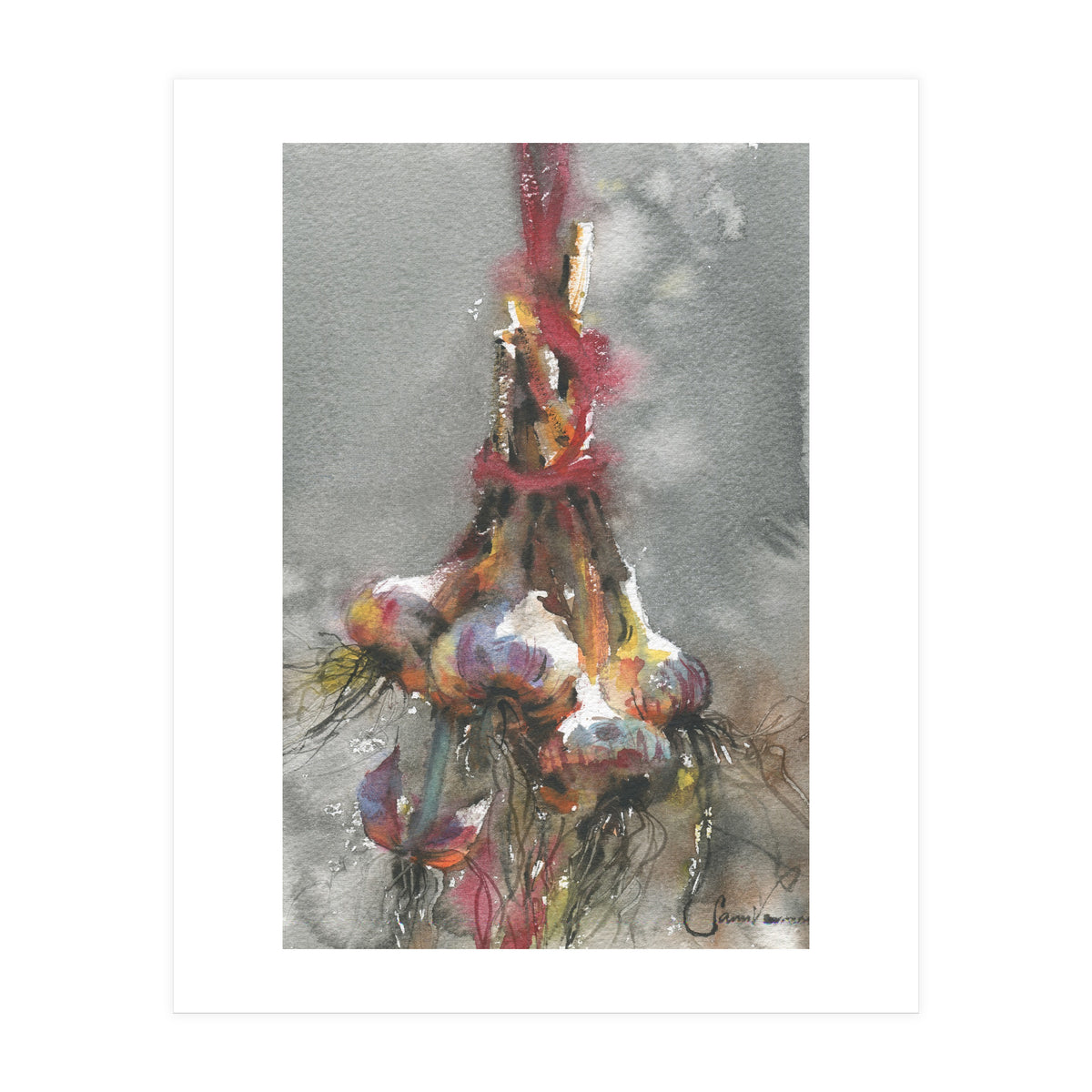 Garlic still life watercolor painting (Print Only)