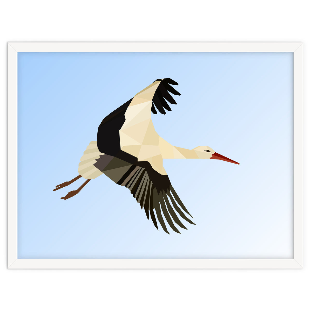 White Stork Bird Low Poly Art