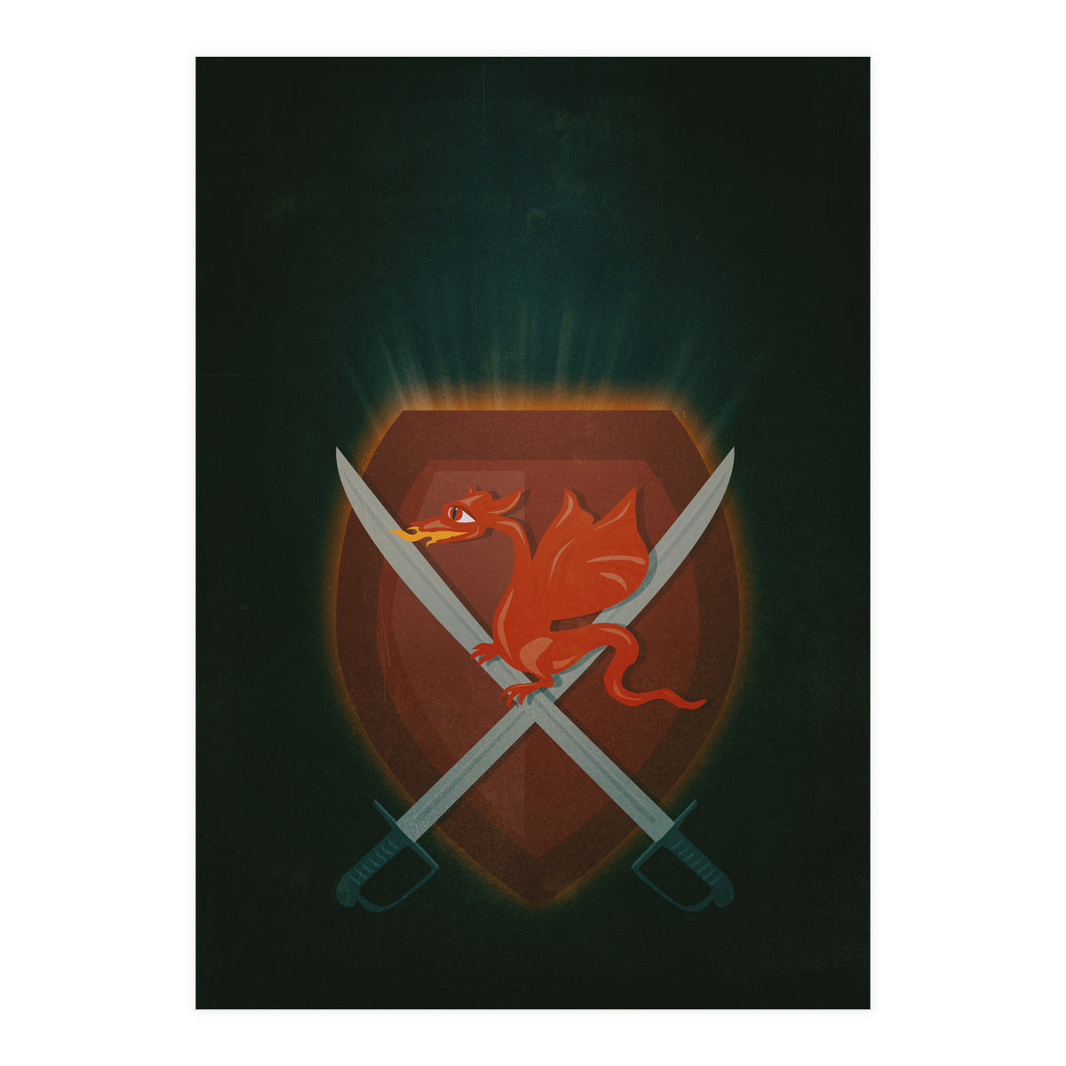 Heraldic dragon and cutlasses (Print Only)
