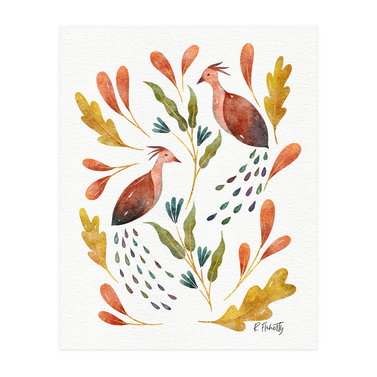 Folk Art Peacocks (Print Only)