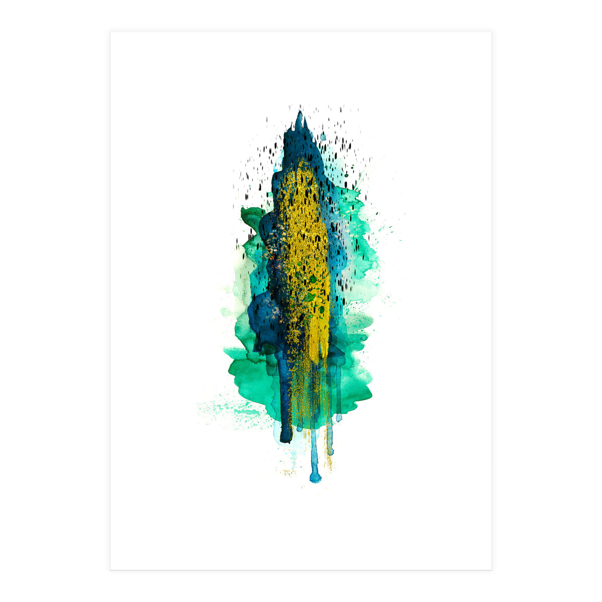 Abstract watercolour peacockgold (Print Only)
