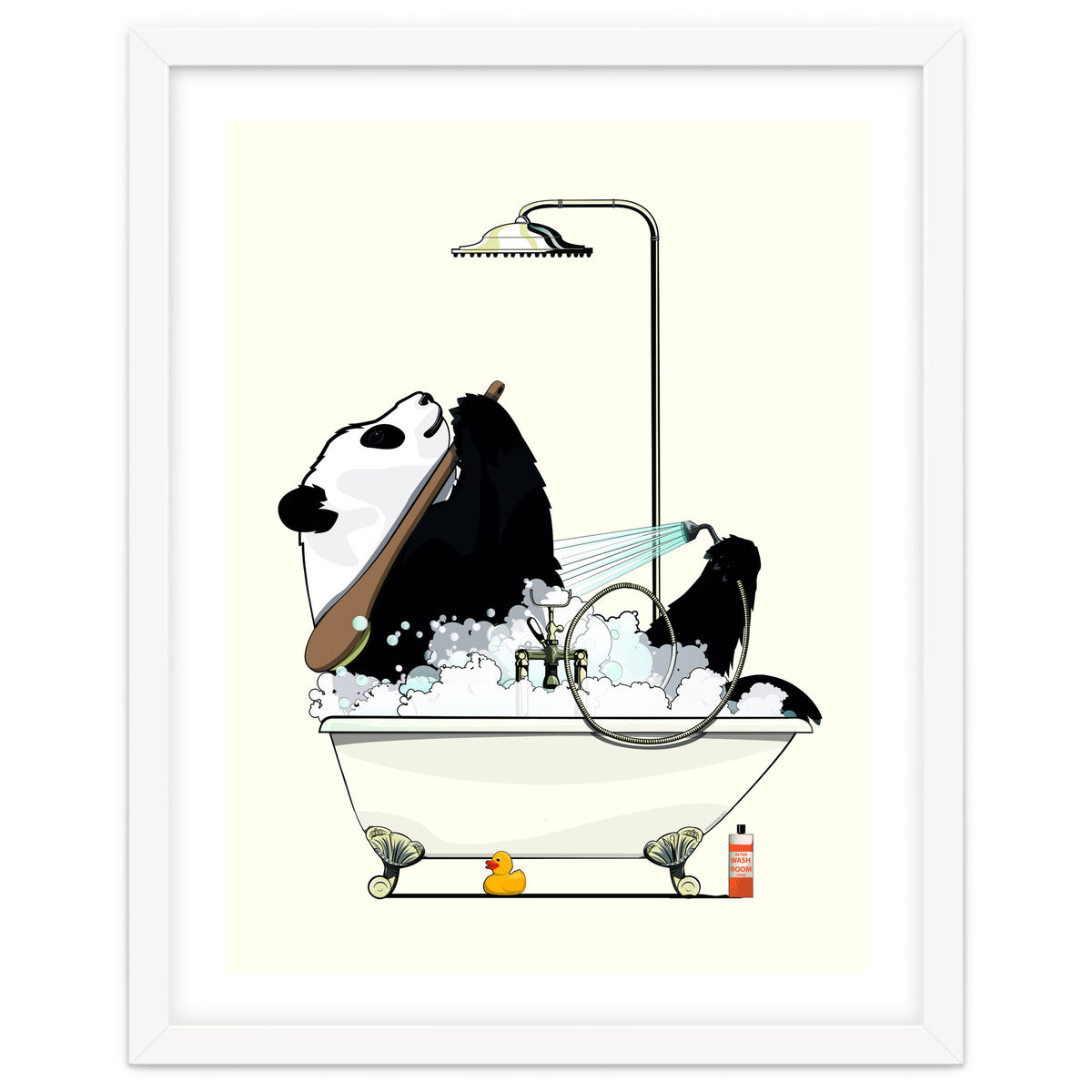 Giant Panda Bear in the Bath, funny bathroom humour