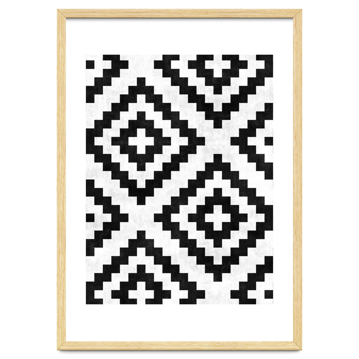 Urban Tribal Pattern No.18 - Aztec - Black and White Concrete