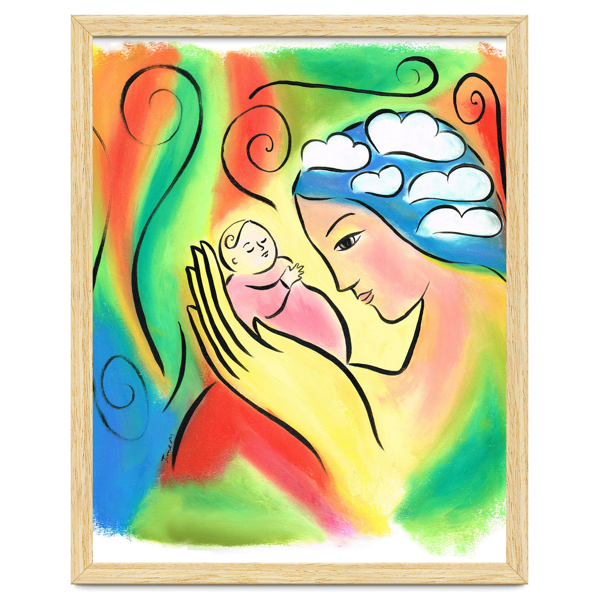 Woman And Baby With Clouds