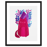 Cute magenta cat with branches