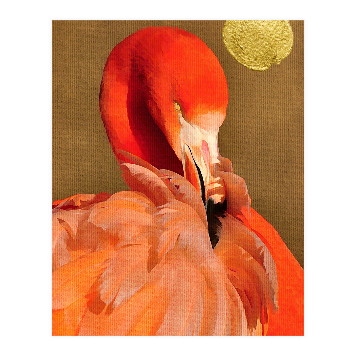 Flamingo With Golden Sun (Print Only)