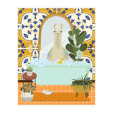 Llama Bathing in Moroccan Style Bathroom (Print Only) thumbnail