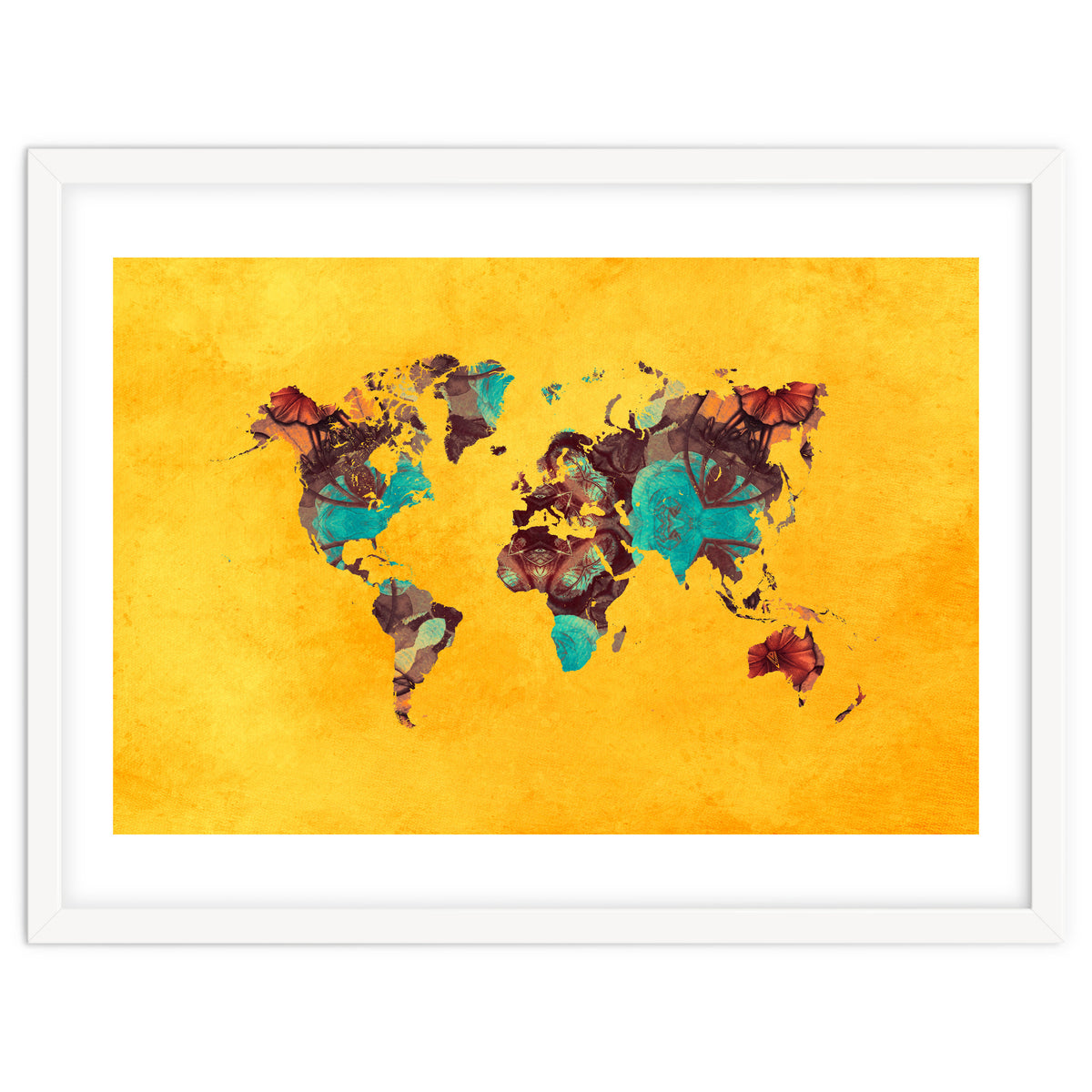 world map yellow art