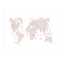 Typography World Map in Pink (Print Only)