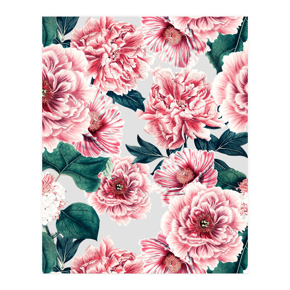 Pattern pink vintage peonies (Print Only)