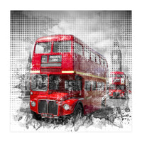 Graphic Art LONDON WESTMINSTER Red Buses (Print Only)