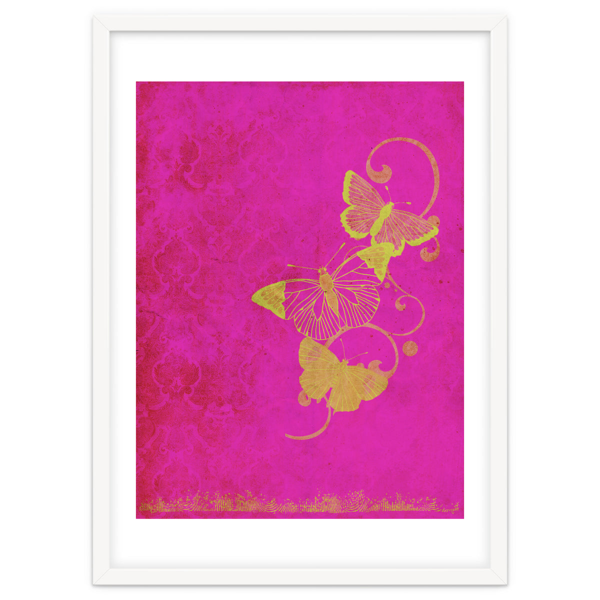 Yellow Butterflies on Pink