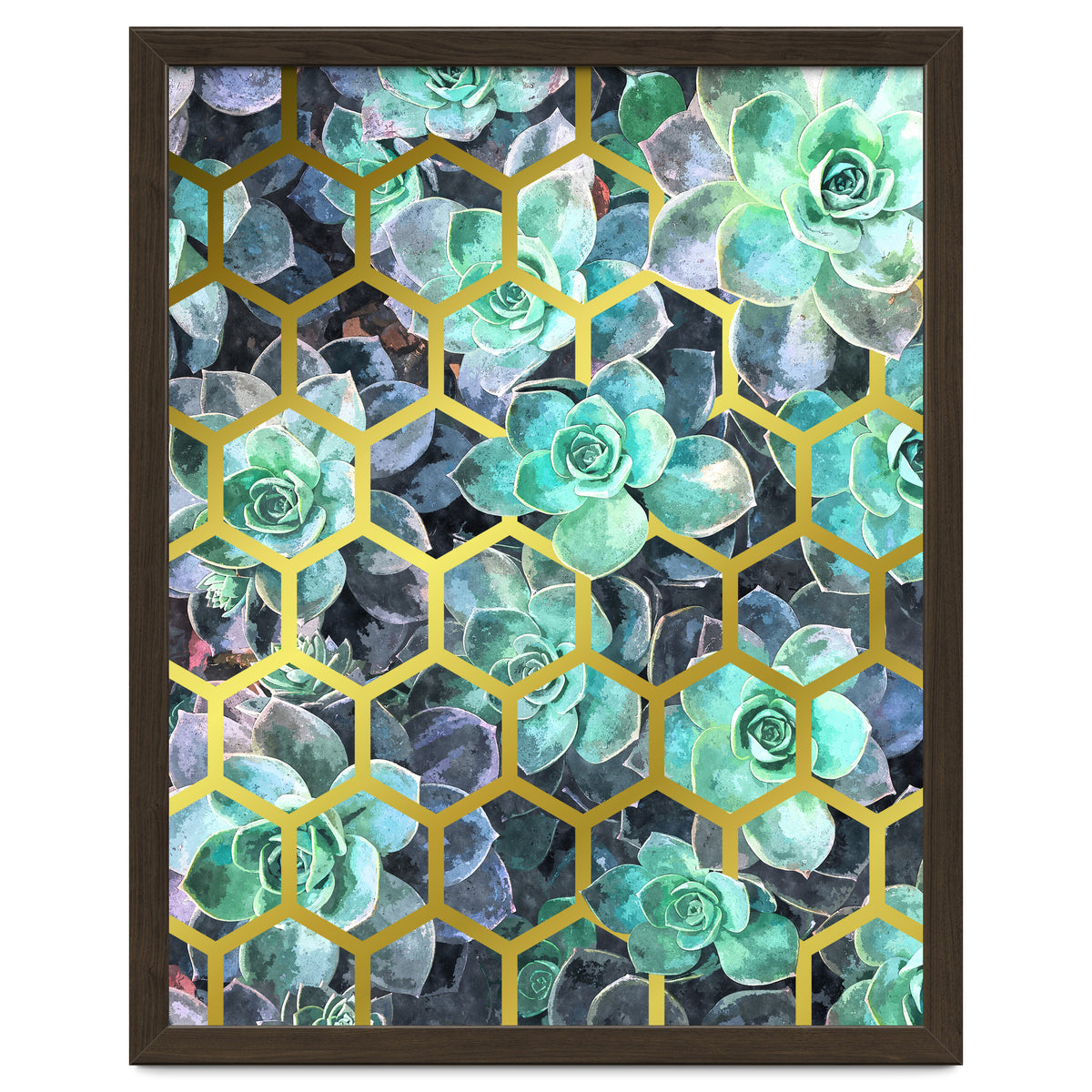 Succulents and Gold Geometric