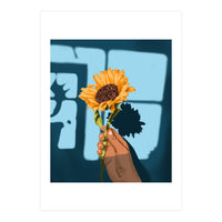 Sunflower Still Life | Flower Hand Painting | Sunny Day Shadow Hope Optimism Positivity Good Vibes (Print Only)