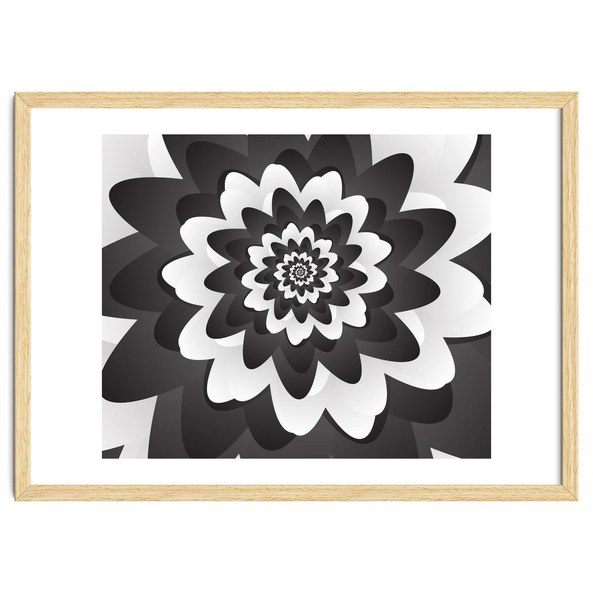 Mono Chrome Flower Spiral Pattern