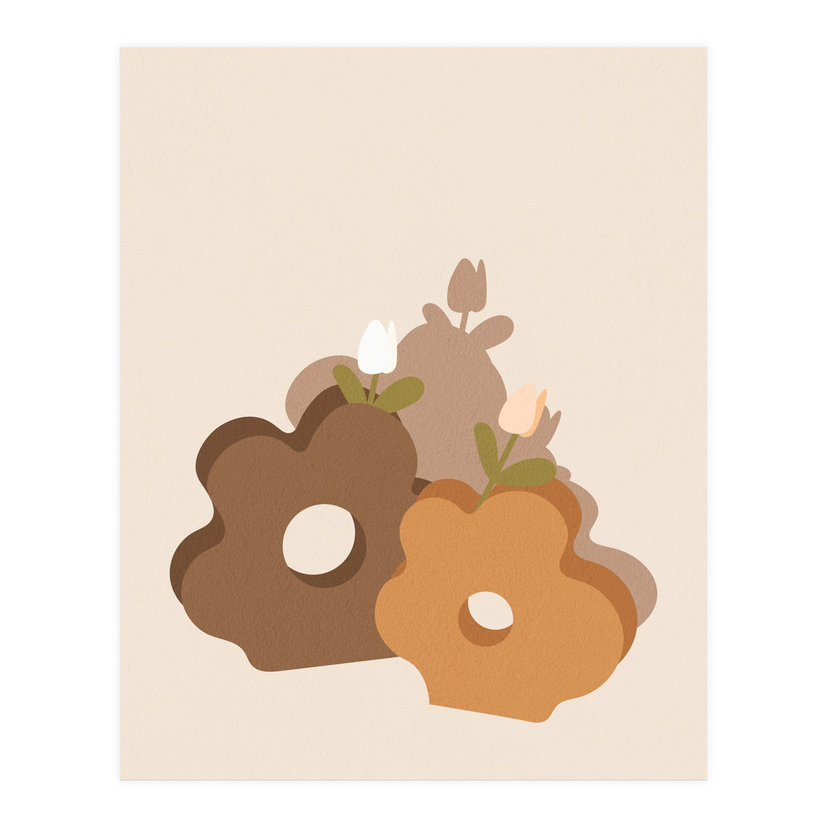 Tulip Flower Boho Neutral Beige (Print Only)