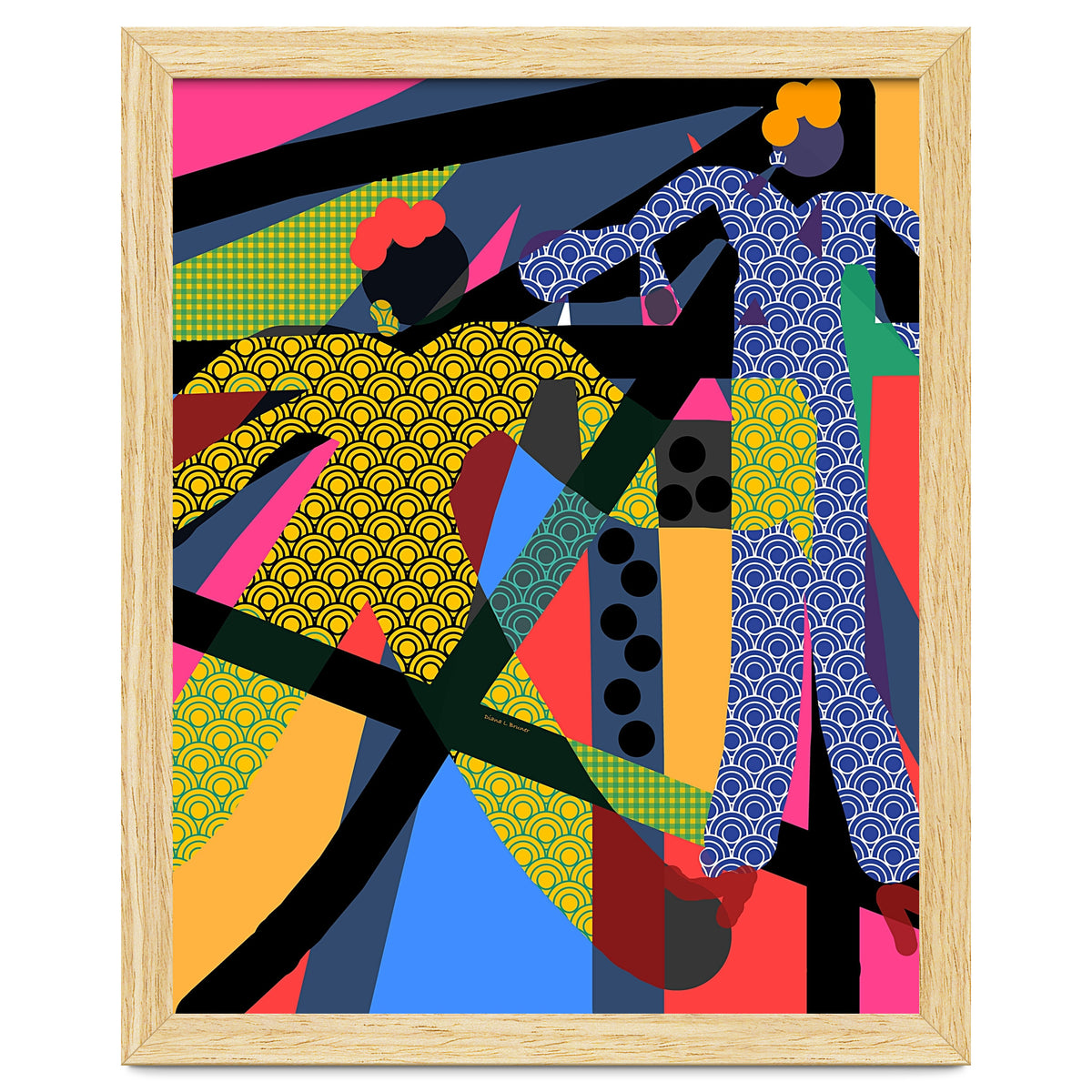 LADIES WEARING YELLOW AND BLUE PATTERNS