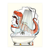 Dinosaur Velociraptor in the Shower, funny bathroom humour (Print Only) thumbnail