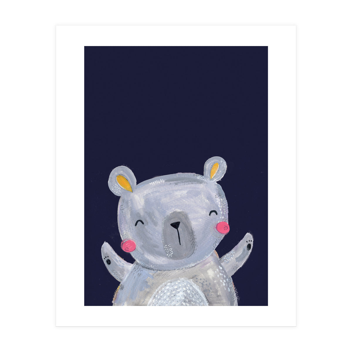 Woodland Bear On Navy (Print Only)