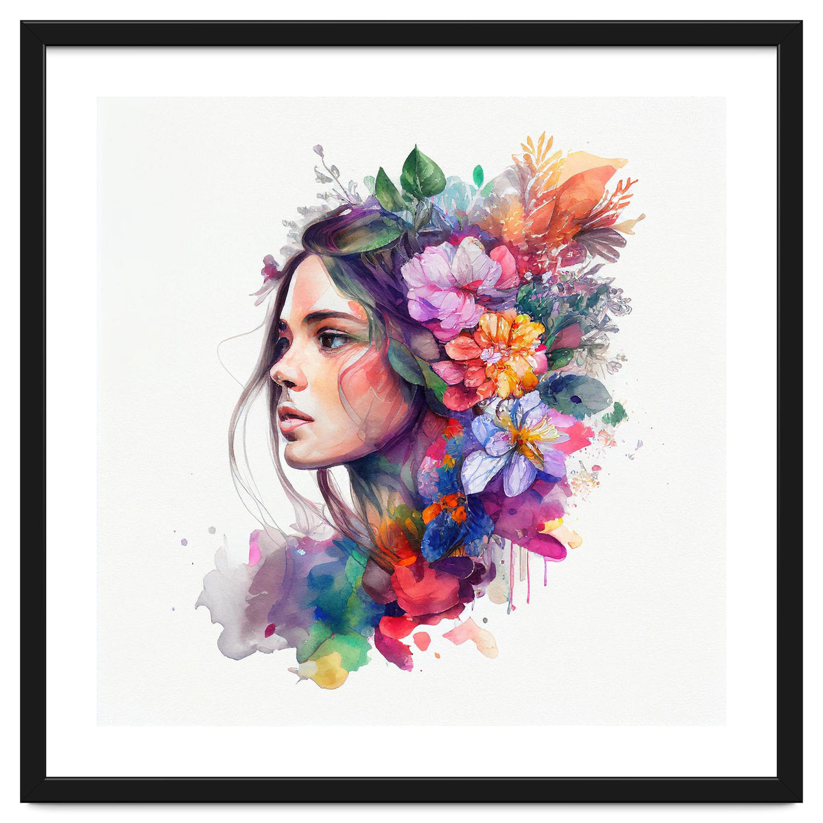 Watercolor Tropical Woman #12