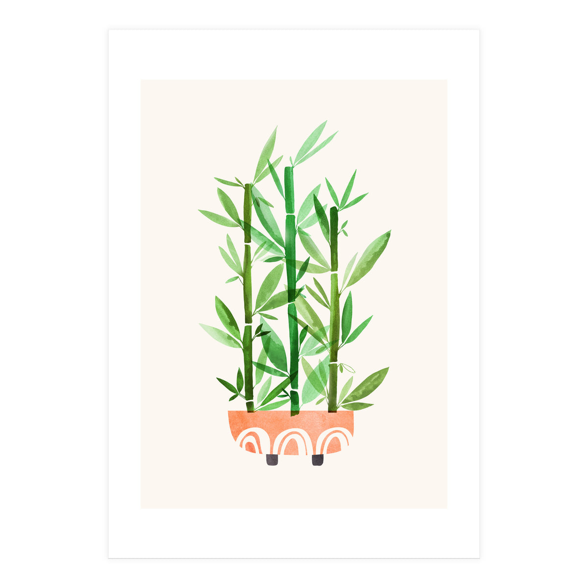 Happy Bamboo Houseplant (Print Only)