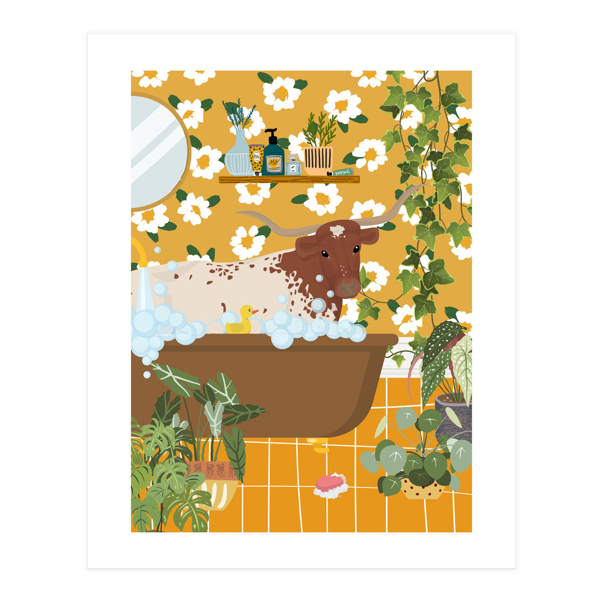 Texas Longhorn in My Bathtub (Print Only)