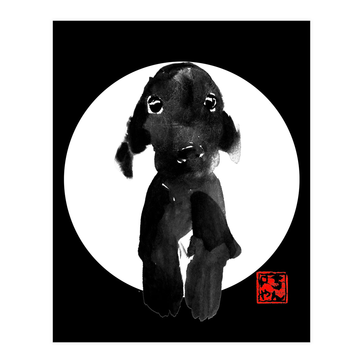 cute dog in white (Print Only)