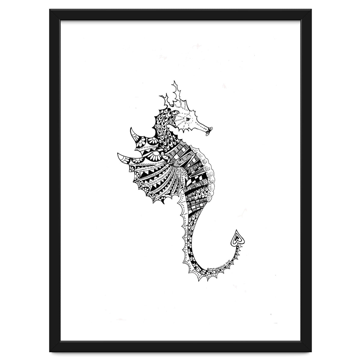Seahorse Dragon Zen Doodle