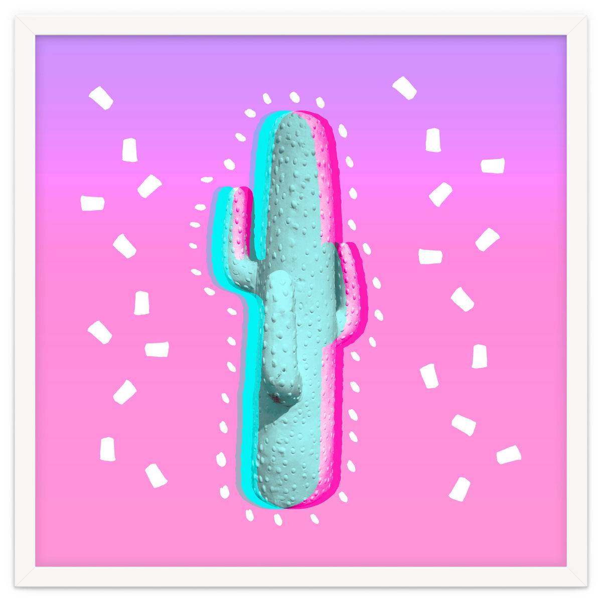 Modern 3 D Color Channel Cactus Photography Pink Purple Gradient 90's Pattern