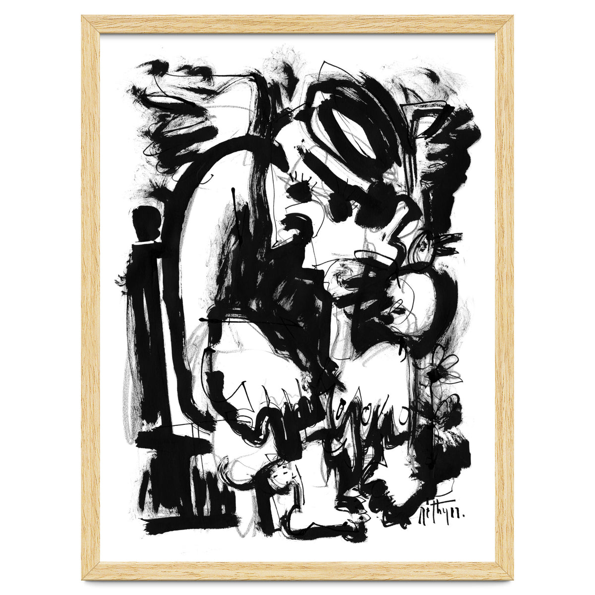 Saint With Bird - b&w