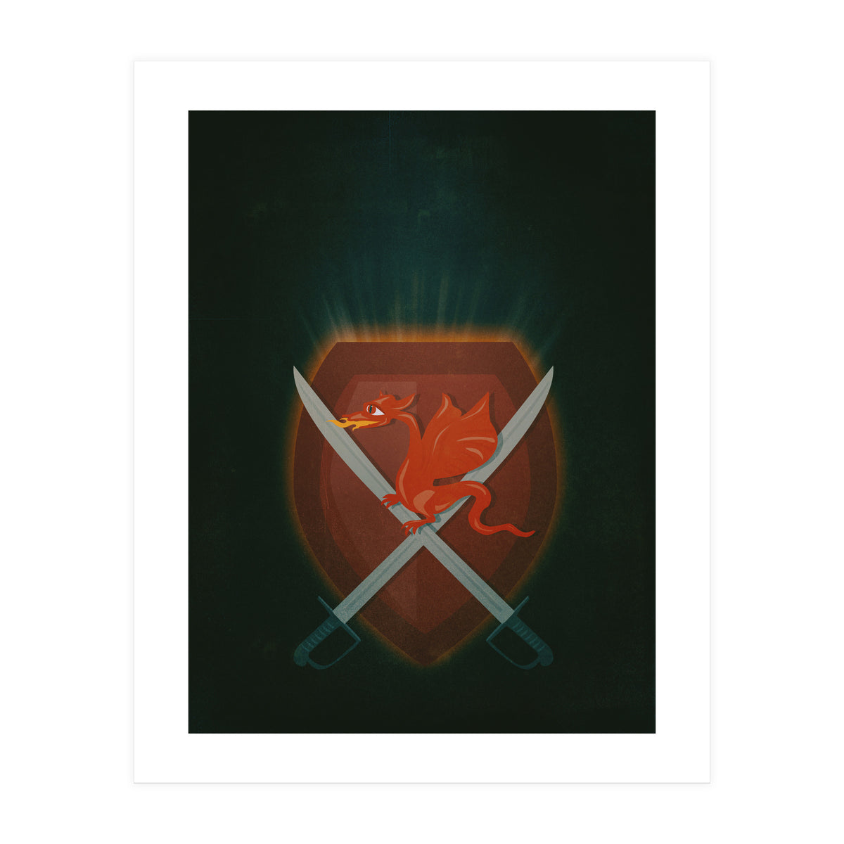 Heraldic dragon and cutlasses (Print Only)