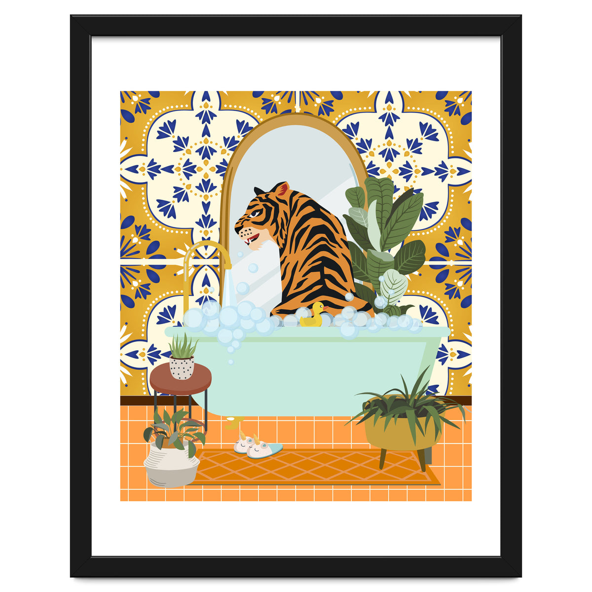 Tiger Bathing in Moroccan Style Bathroom