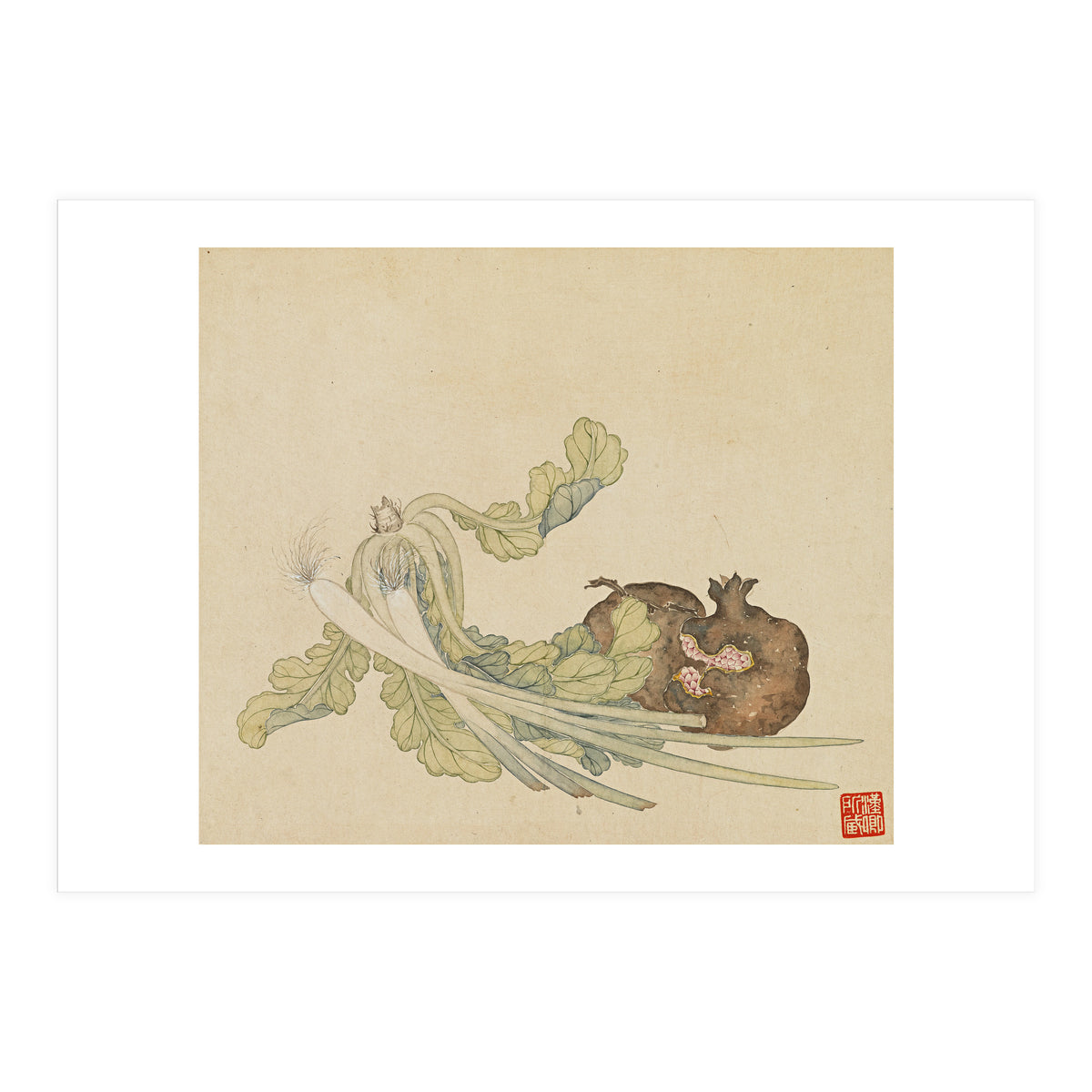 Wang Chengyu ~flowers, Vegetables, Pomegranates, Onions, Chinese Cabbage, Vegetables (Print Only)