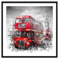 Graphic Art LONDON WESTMINSTER Red Buses
