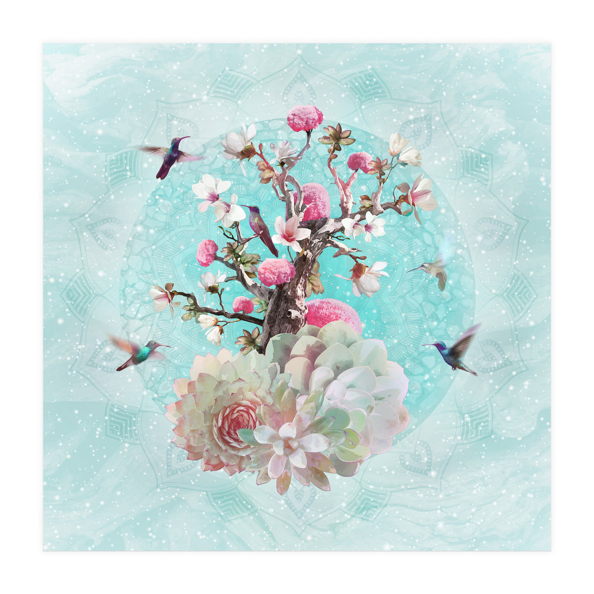 Floral Hummingbird  (Print Only)