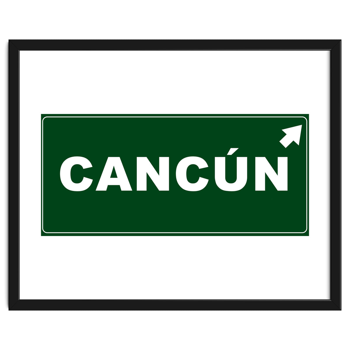 Let`s go to Cancun, Mexico! Green road sign