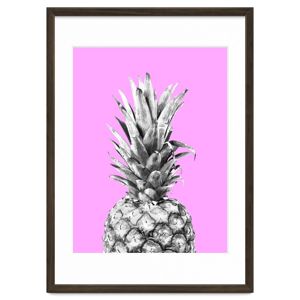 Black and White Pineapple Pink Background