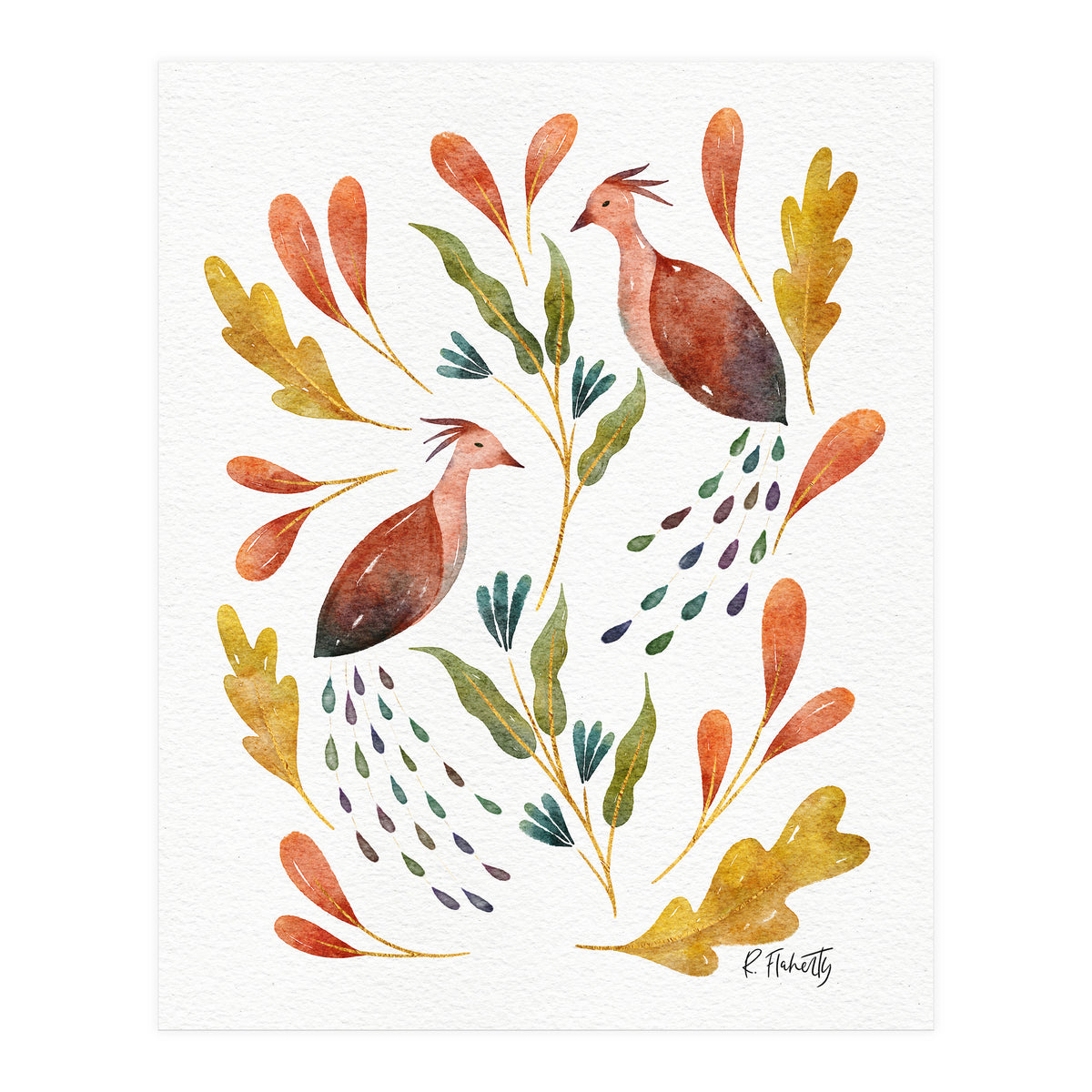 Folk Art Peacocks (Print Only)