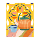 Pumpkin Spice Latte | Tea Chai Kettle & Cup | Modern Bohemian Colorful India | Eclectic Culture (Print Only) thumbnail