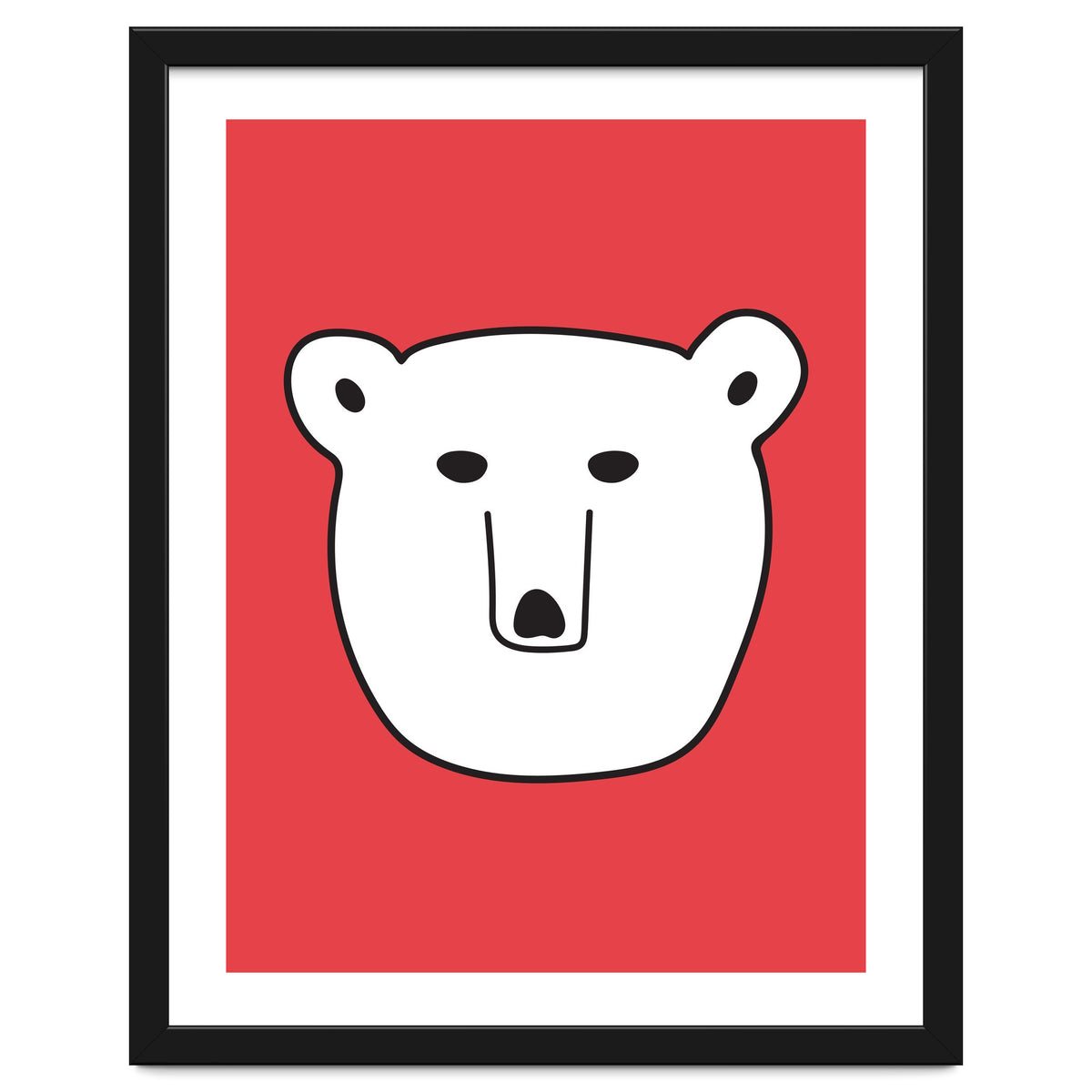 Polar Bear Portrait On a Red Background