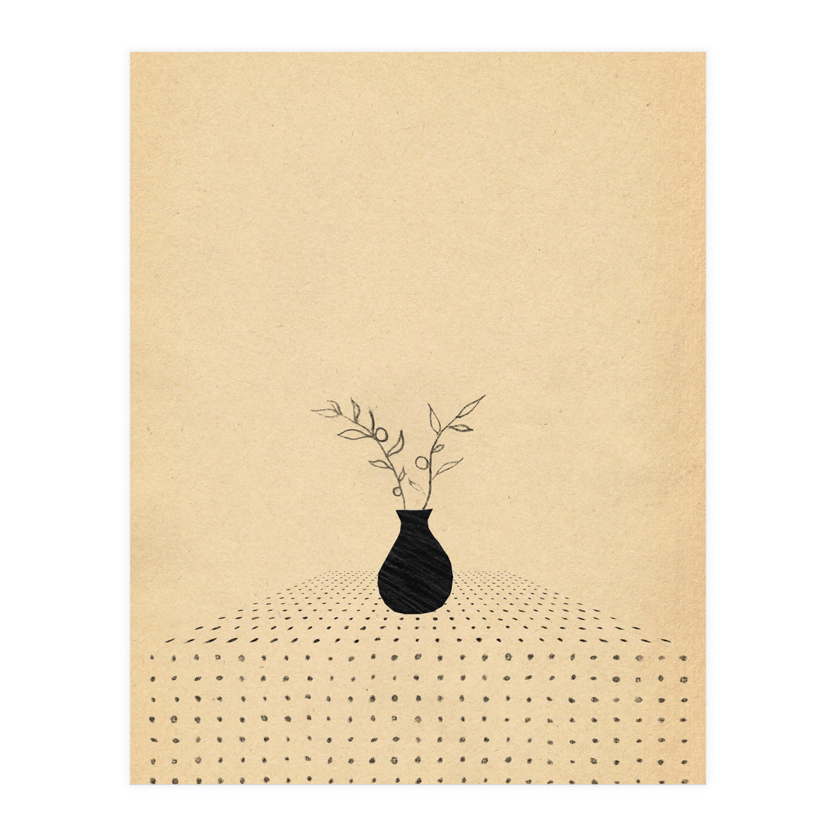 Abstract still life, vase and plants (Print Only)