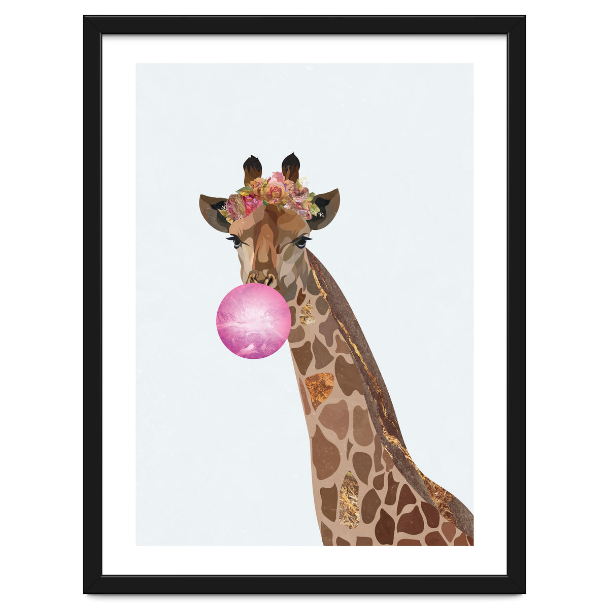 Bubble gum Giraffe Portrait