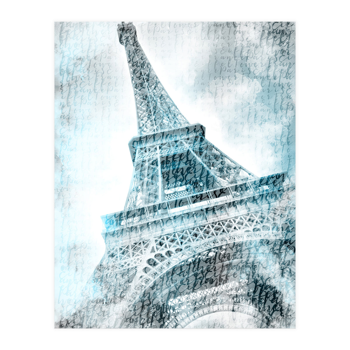 PARIS Watercolor Eiffel Tower | turquoise (Print Only)