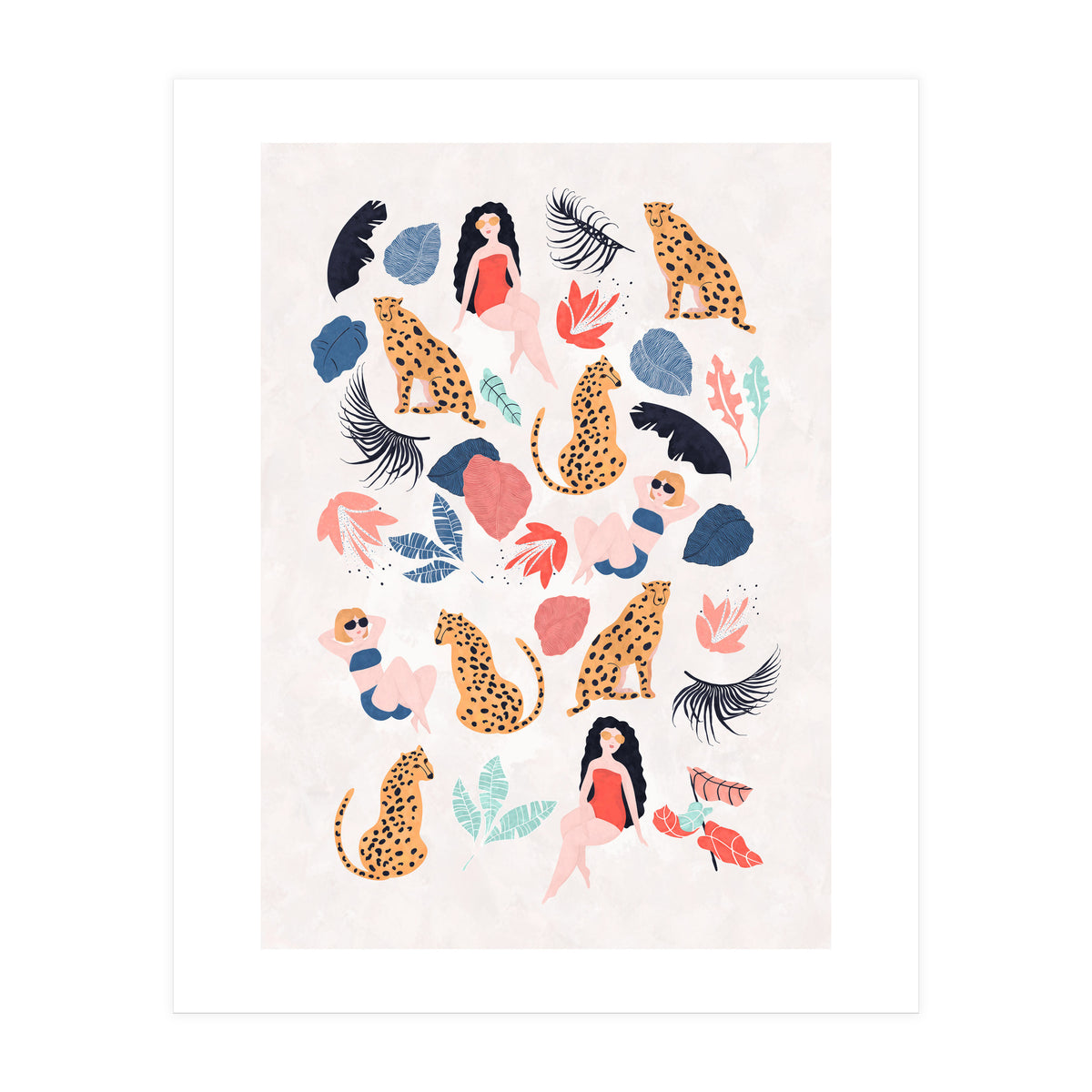 Tropical Girls And Cheetah (Print Only)