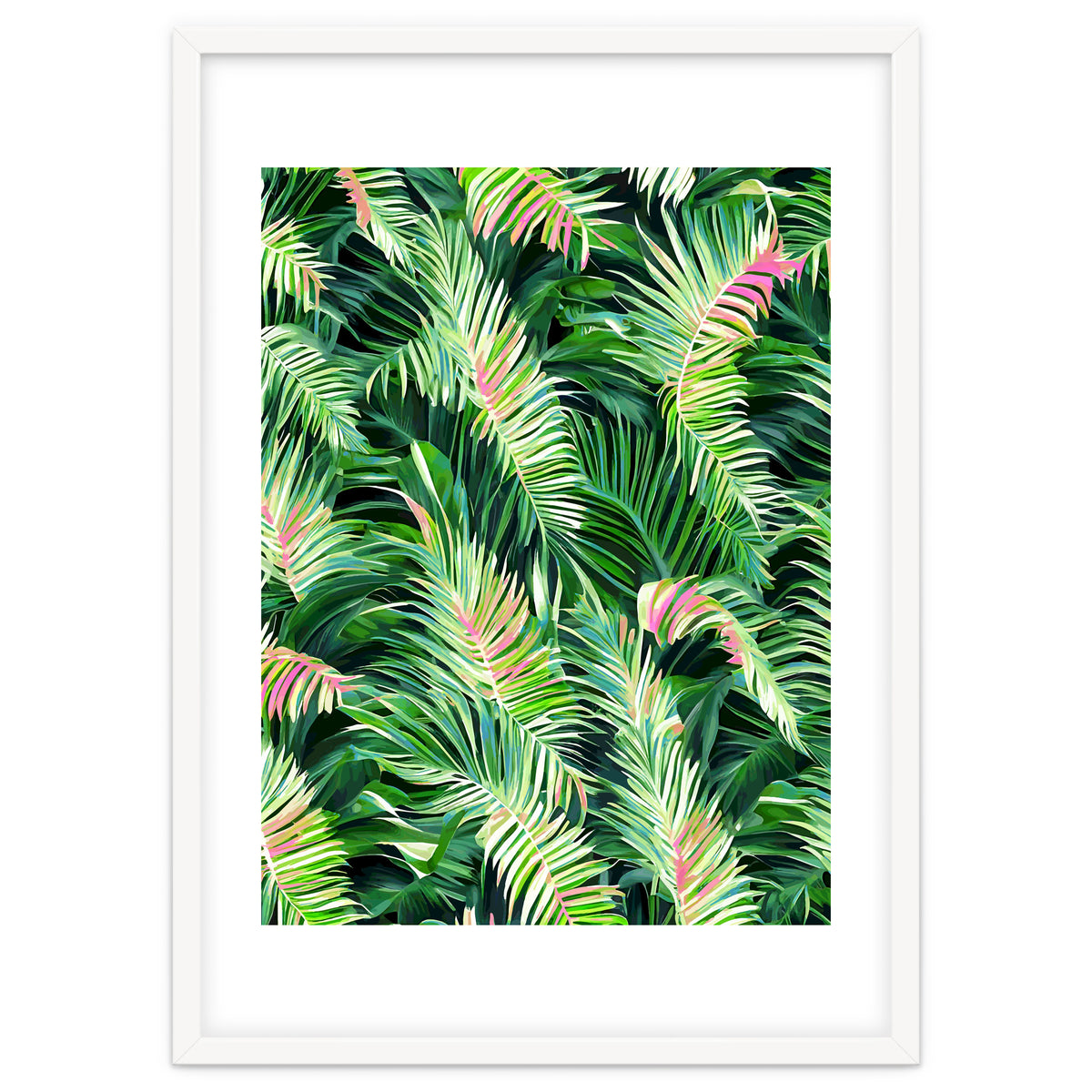 Palm & Peace Art Print, Tropical Botanical Jungle Canvas Print, Nature Painting Plants Forest Poster